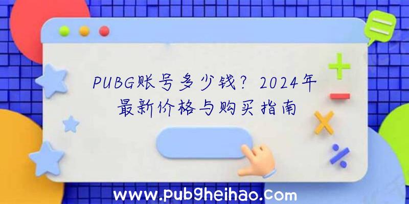 PUBG账号多少钱？2024年最新价格与购买指南