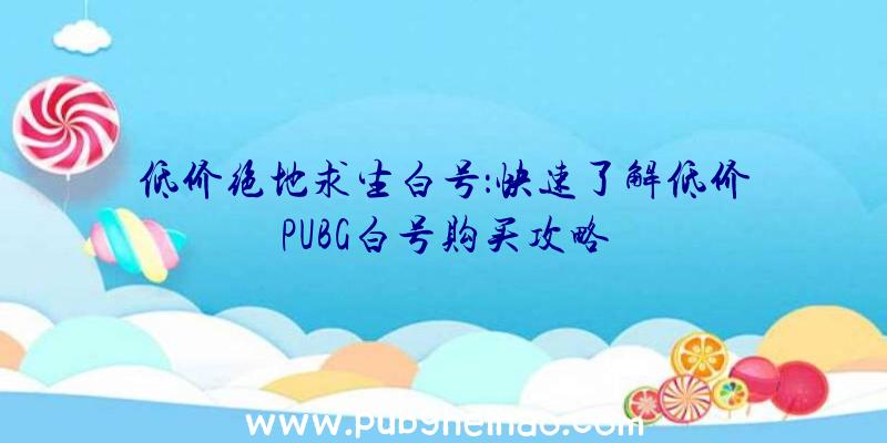 低价绝地求生白号：快速了解低价PUBG白号购买攻略