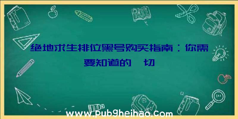 绝地求生排位黑号购买指南：你需要知道的一切